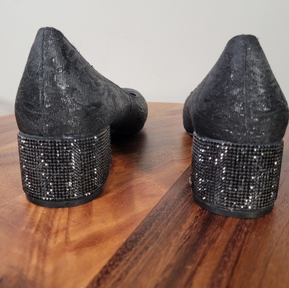Reaction Kenneth Cole Black Sparkly Shoes Size 7.5 Dress Evening Comfy - Picture 3 of 13